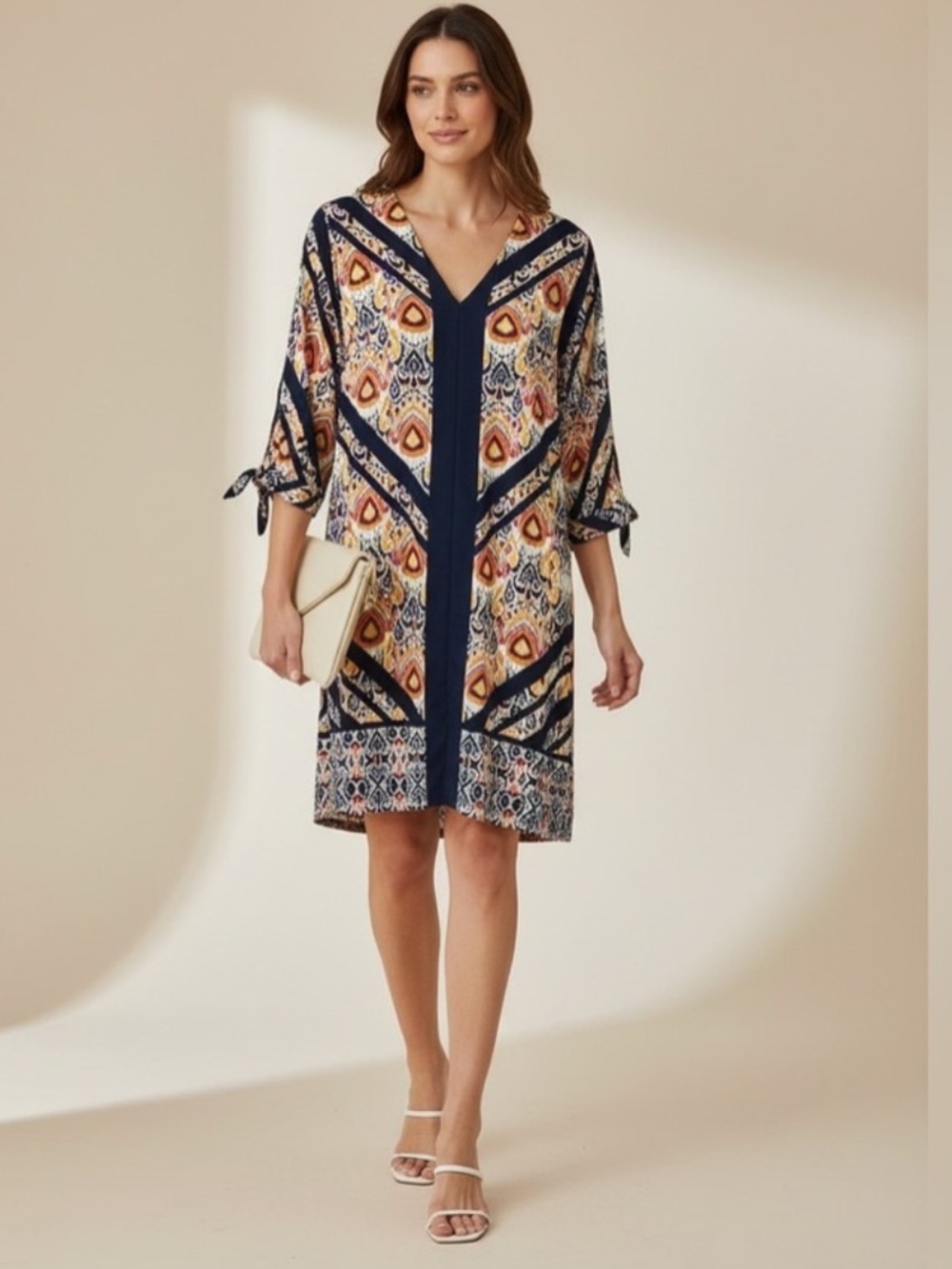 Chico’s Ikat Medallion Short Dress In Warm Multi Size 3 (XLarge)